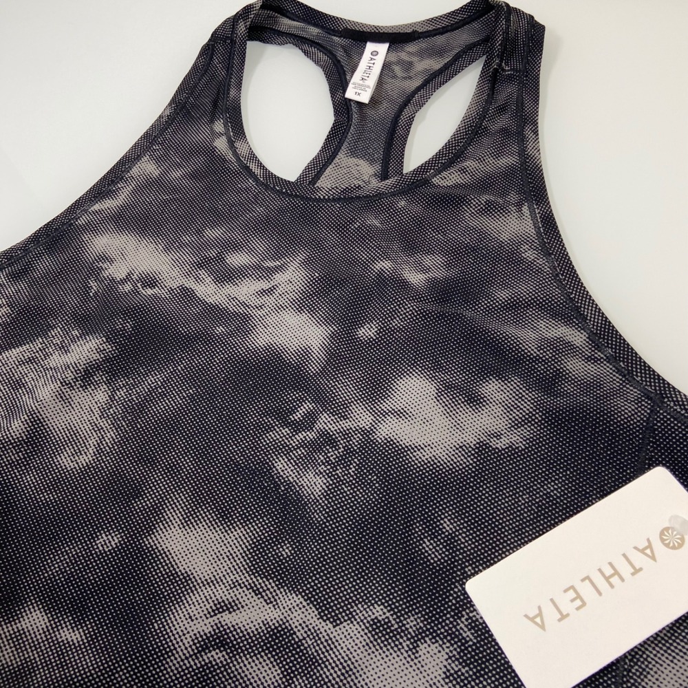 Athleta Ultimate Printed Train Tank Top 1X Black Grey Pattern Racerback NEW
